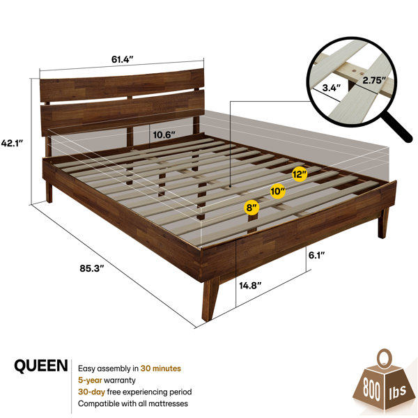 Acacia Aurora Solid Wood Bed Frame with Headboard & Reviews Wayfair